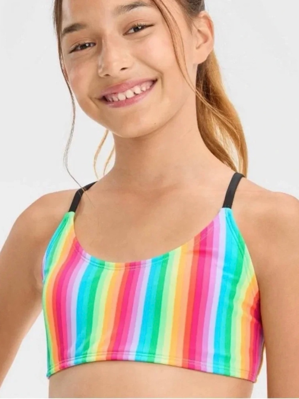 Art Class Girl’s Rainbow Stripes Bikini Top M